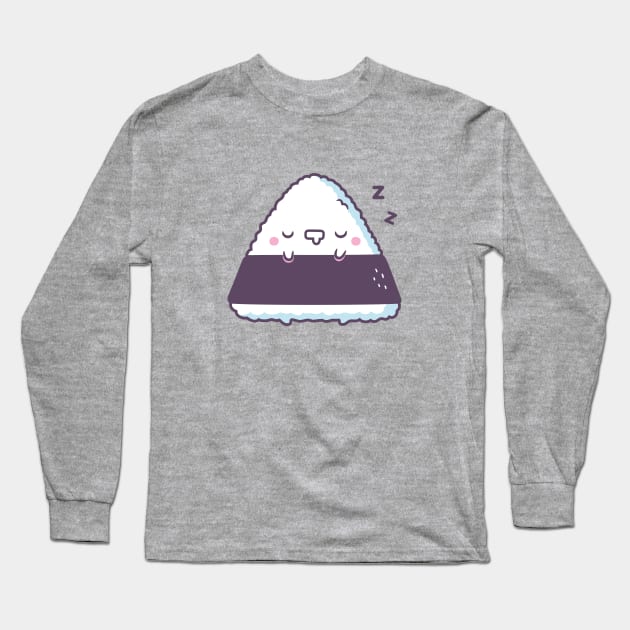 Cute Sleeping Onigiri Japanese Rice Ball Long Sleeve T-Shirt by rustydoodle